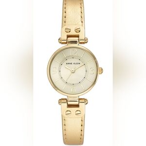 Gold Tone Anne Klein Watch with Genuine Leather Strap